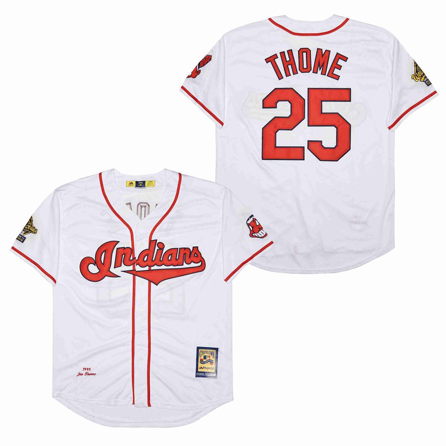 Men Cleveland Indians 25 Thome white 1995 MLB Jerseys